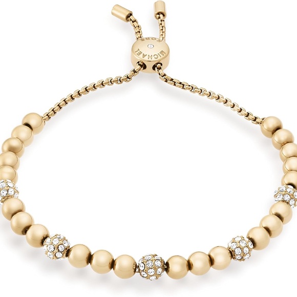 Michael Kors Jewelry - Michael Kors Gold Beaded Bracelet with Crystal Details